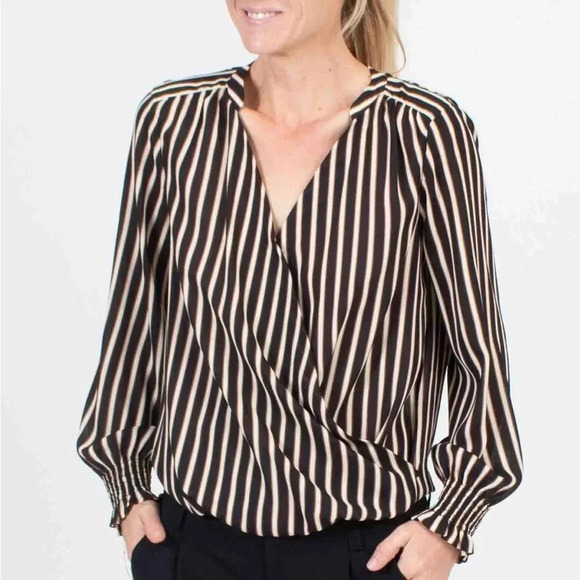 Scotch & Soda Striped Henley Crossover Blouse - Picture 1 of 3